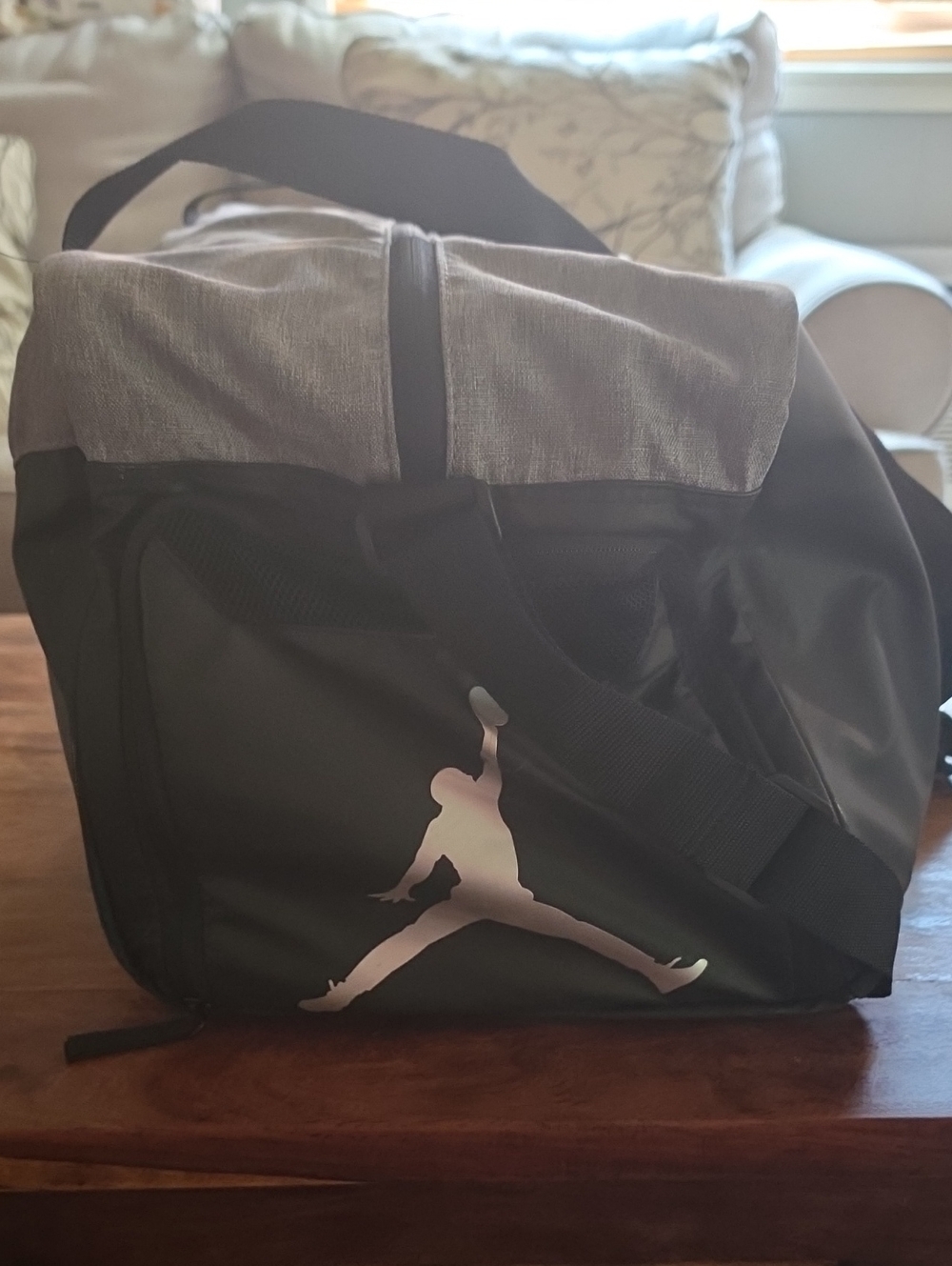 Jordan Black and Gray Duffel Bag